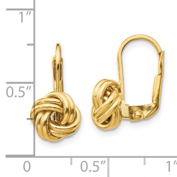 14k Yellow OR White Gold Polished Love Knot Lever-back Drop Earrings